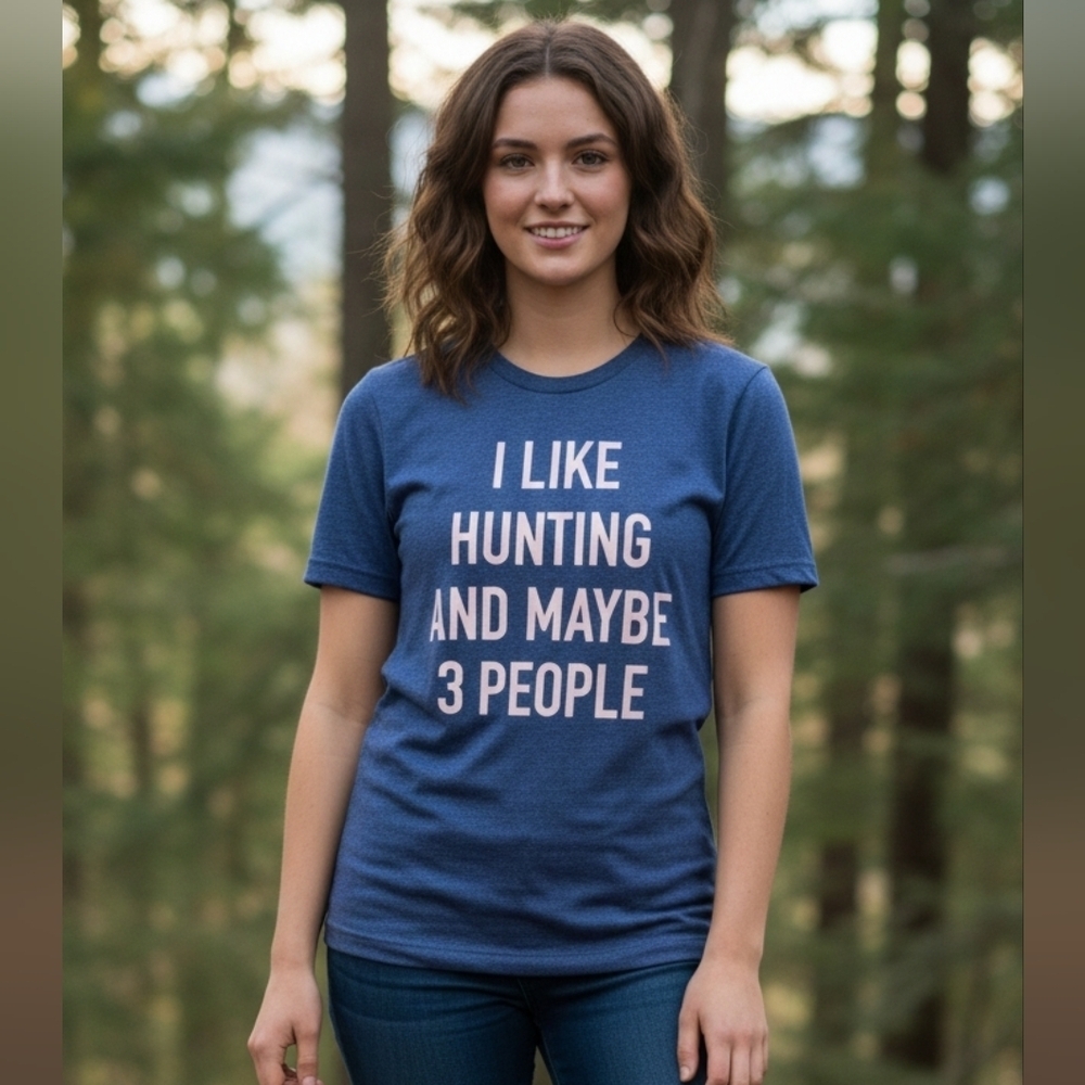 Delta t-shirt I like hunting and maybe three peopl
